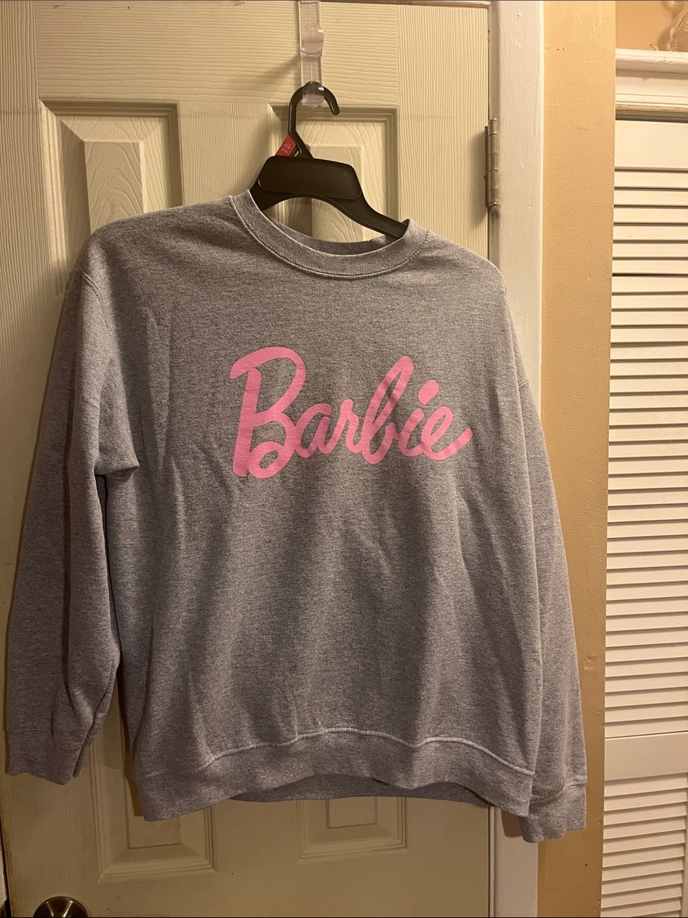 Barbie Gray Crewneck Sweatshirt with Pink Logo